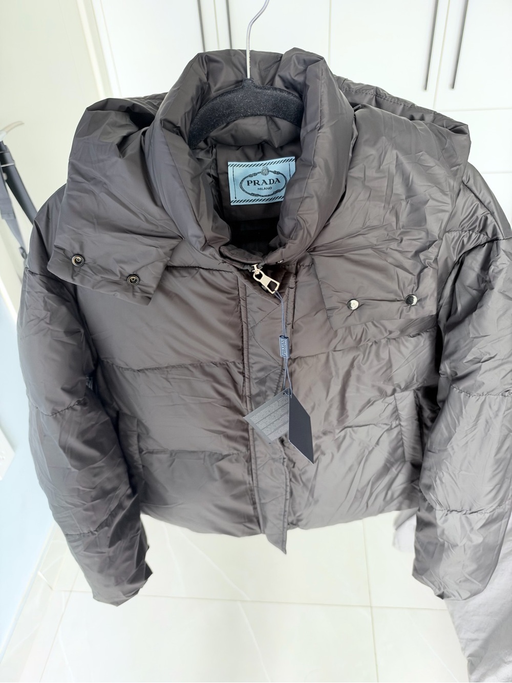 Prada black Hooded Quilted Puffer Jacket - Picture 2 of 12